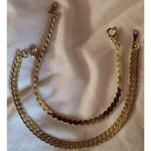 Lot 2: Woman's Gold Plated Braided Bracelets Two Styles 6.75" long